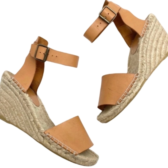 J.Crew Corsica Caramel Leather Ankle Strap Espadrille Wedge Sandals Size 7 - Picture 11 of 11
